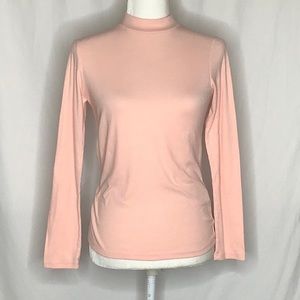 Zara W/E Collection XS Pink Micro Ribbed Mock Neck Long Sleeve Shirt